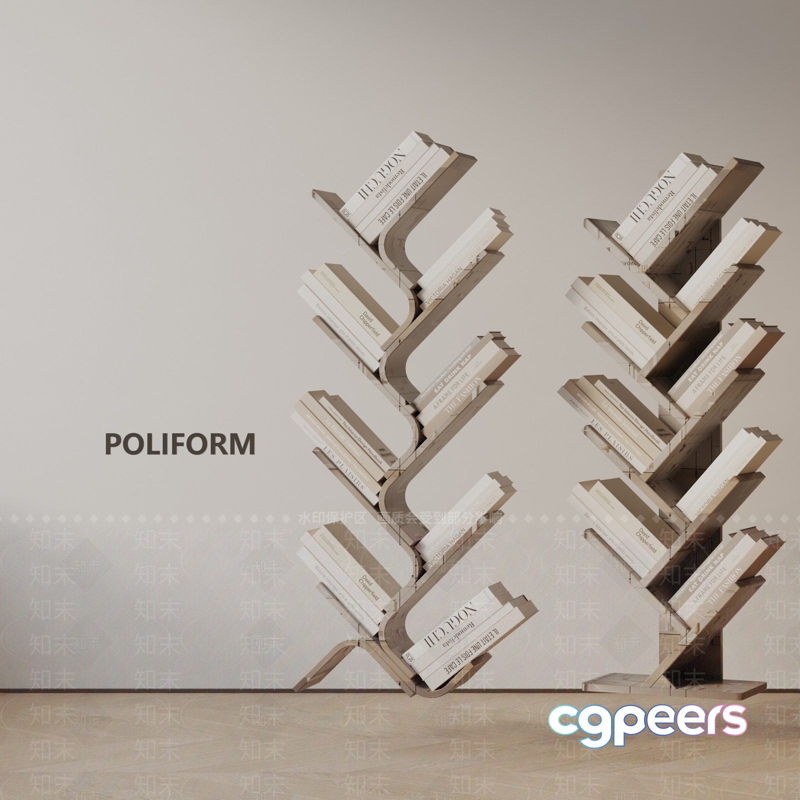 Modern Bookshelf 3D Model - 16405 - VRAY Render Modern Bookshelf 3D Model - 16405 - VRAY Render