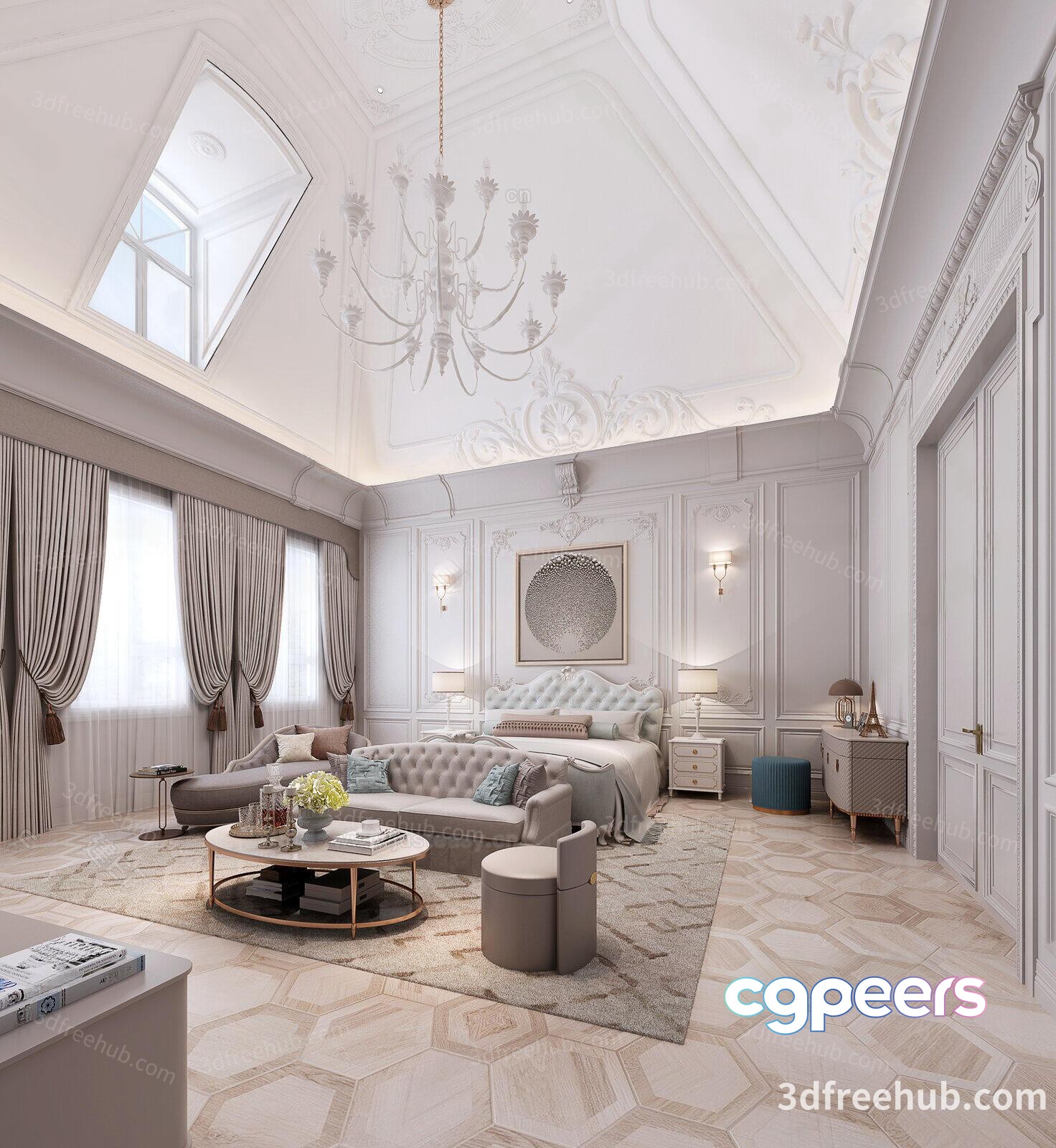 Modern Living Room 3D Model - 23609 - VRAY Render