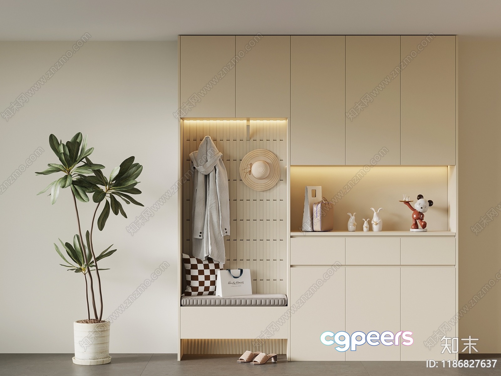 Modern Minimalist Shelf 3D Model - 842 - VRAY Render Modern Minimalist Shelf 3D Model - 842 - VRAY Render