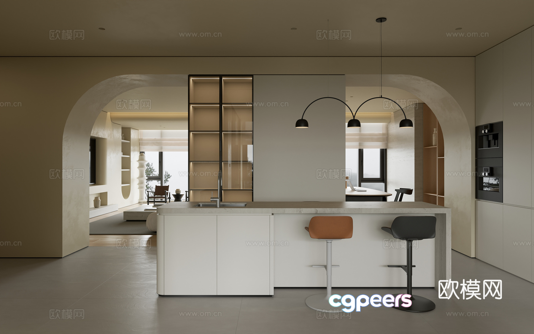 Modern Kitchen Island 3D Model - 19115 - VRAY Render