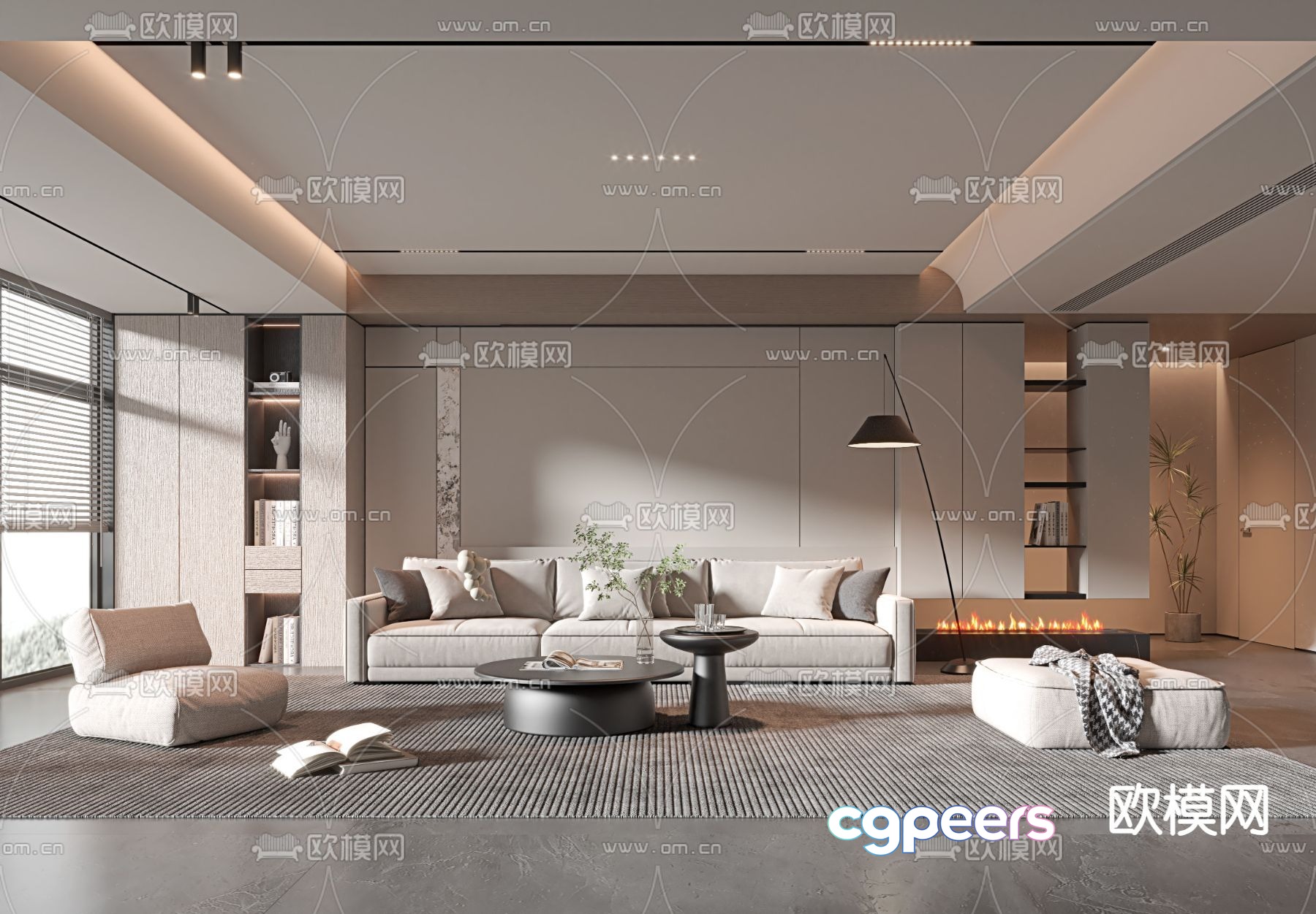 Modern Living Room 3D Model - 8339 - VRAY Render Modern Living Room 3D Model - 8339 - VRAY Render
