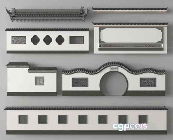 Asian Architectural Elements 3D Model - 12116 - VRAY Render