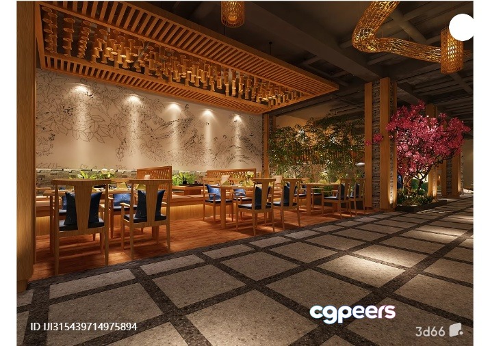 Modern Asian Restaurant 3D Model - 3682 - VRAY Render