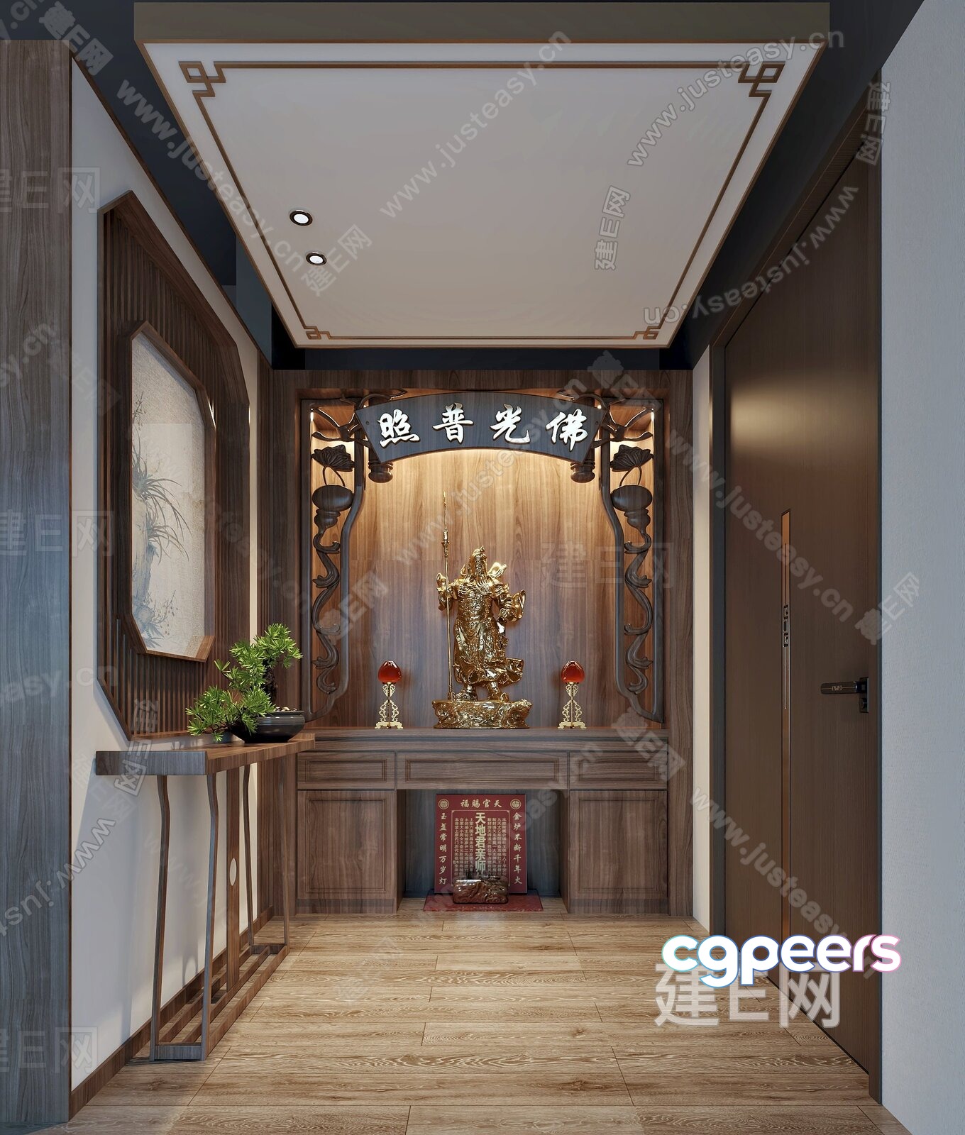 A Hallway With A Shrine 3D Model - 8028 - VRAY Render