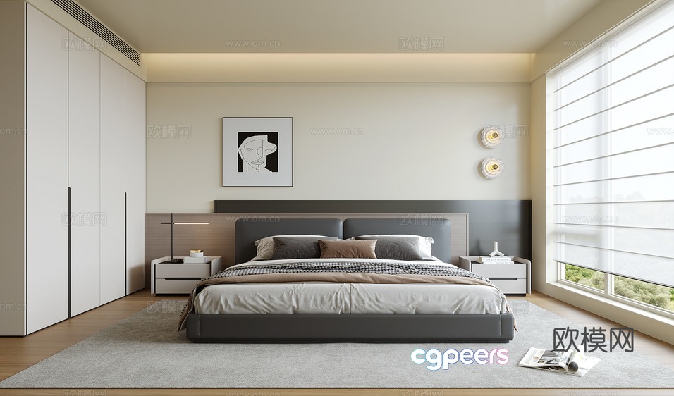 Modern Minimalist Bedroom 3D Model - 15548 - CORONA Render Modern Minimalist Bedroom 3D Model - 15548 - CORONA Render