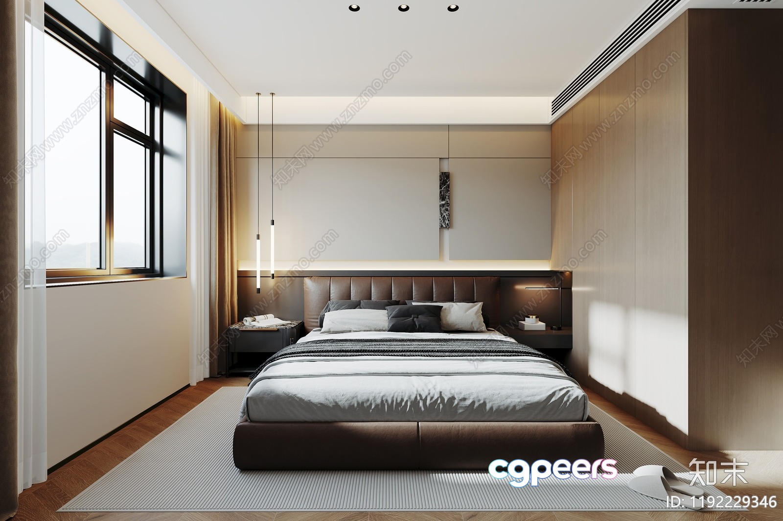 Cozy Modern Bedroom 3D Model - 9302 - CORONA Render Cozy Modern Bedroom 3D Model - 9302 - CORONA Render