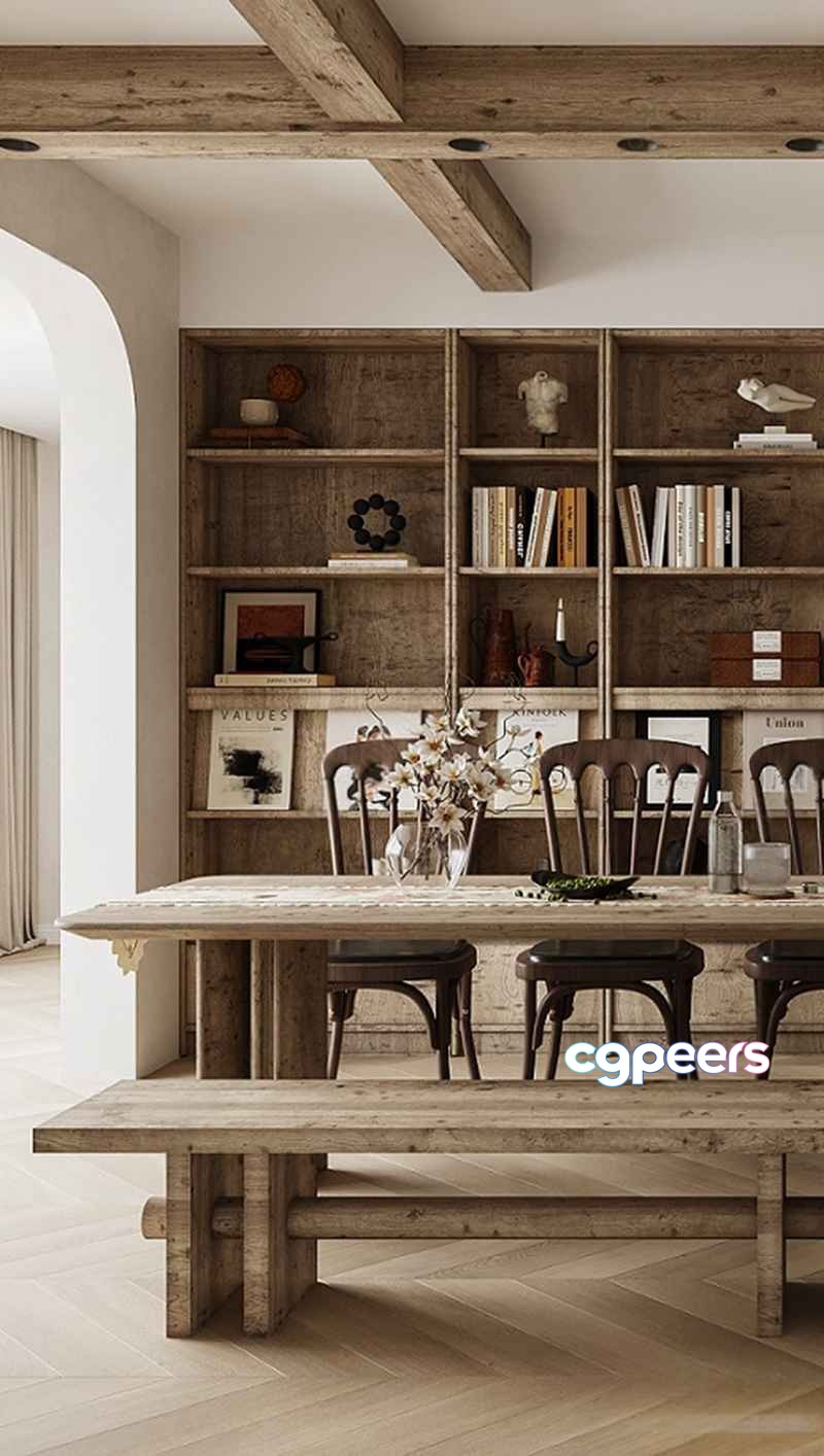 Wooden Dining Table 3D Model - 4379 - VRAY Render