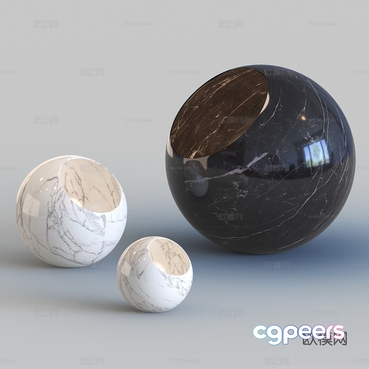 Modern Marble Spheres 3D Model - 19064 - VRAY Render