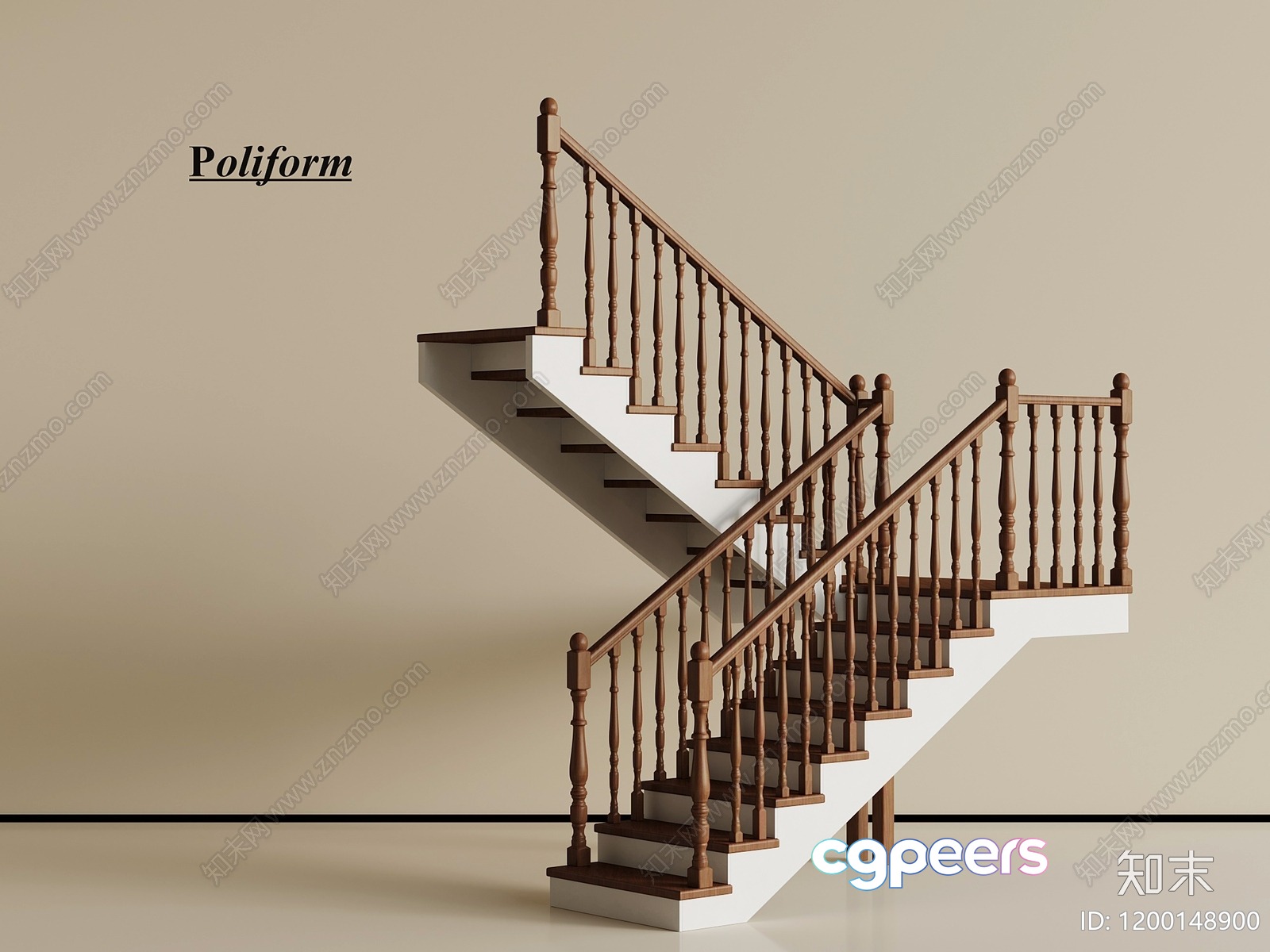 A Wooden Staircase 3D Model - 3832 - VRAY Render A Wooden Staircase 3D Model - 3832 - VRAY Render
