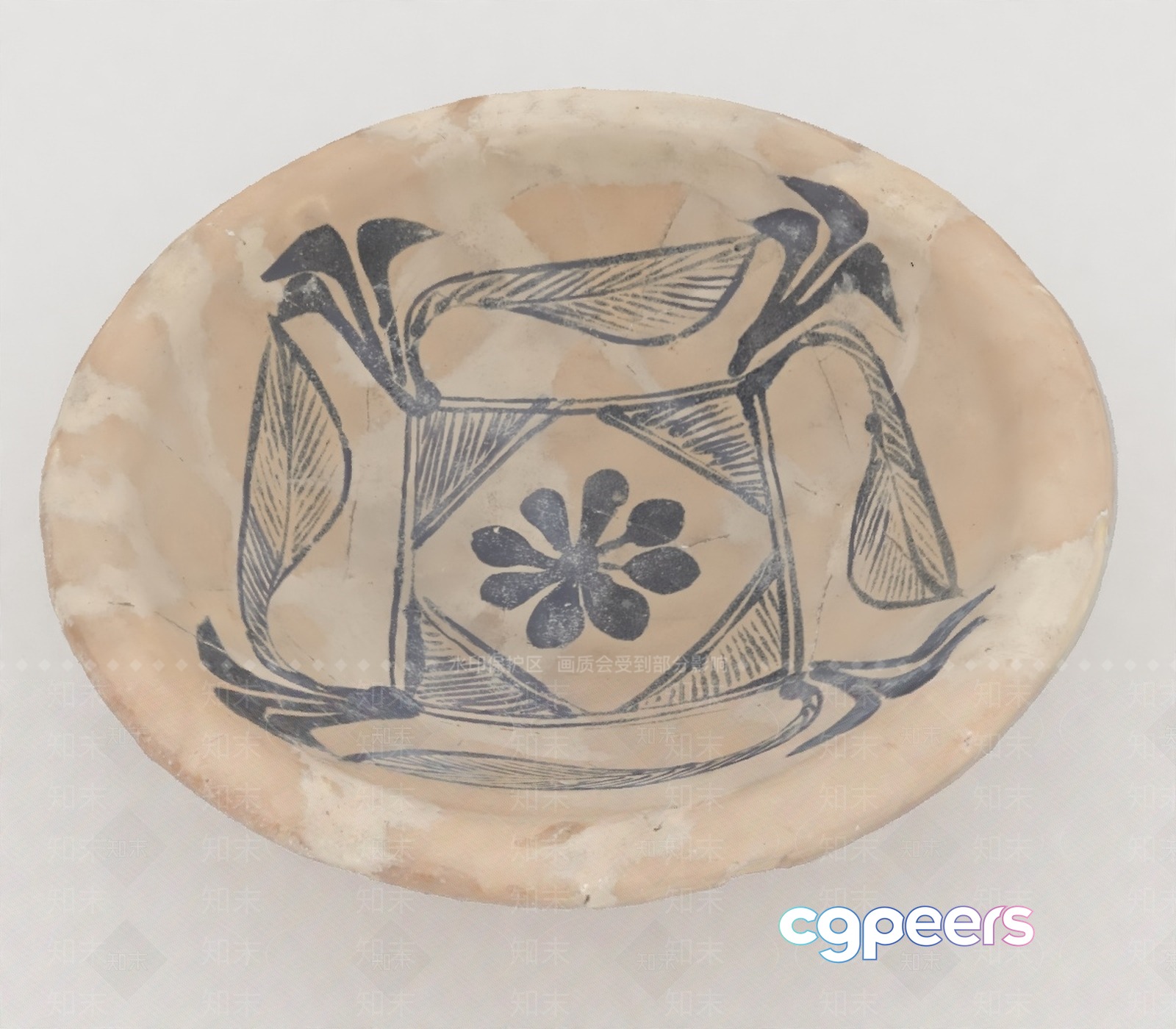 A Ceramic Bowl With A Floral Design 3D Model - 10398 - VRAY Render A Ceramic Bowl With A Floral Design 3D Model - 10398 - VRAY Render