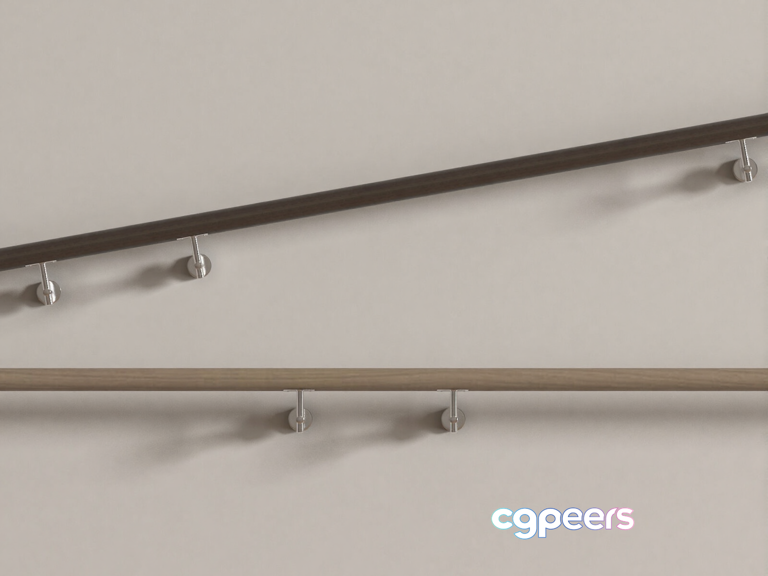 Two Metal Handrails 3D Model - 13980 - VRAY Render Two Metal Handrails 3D Model - 13980 - VRAY Render