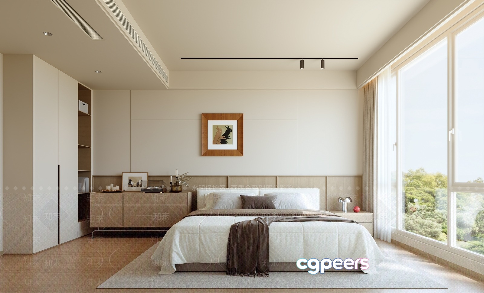 Modern Minimalist Bedroom 3D Model - 12771 - VRAY Render