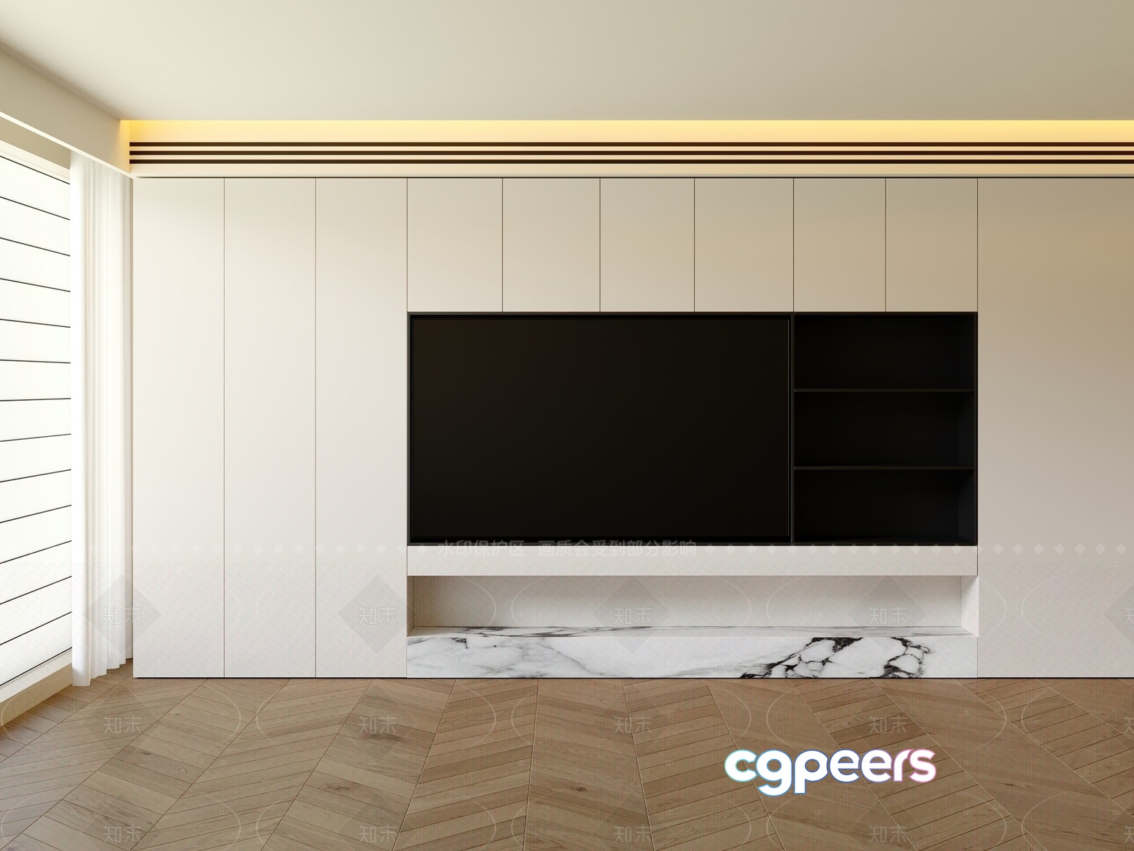 Modern White Cabinet 3D Model - 15233 - VRAY Render Modern White Cabinet 3D Model - 15233 - VRAY Render