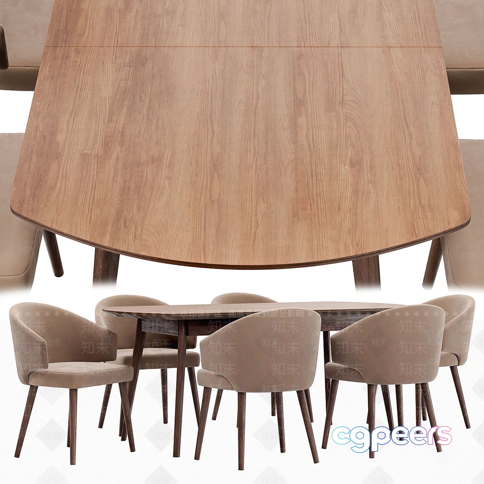 Wooden Dining Table 3D Model - 11870 - VRAY Render