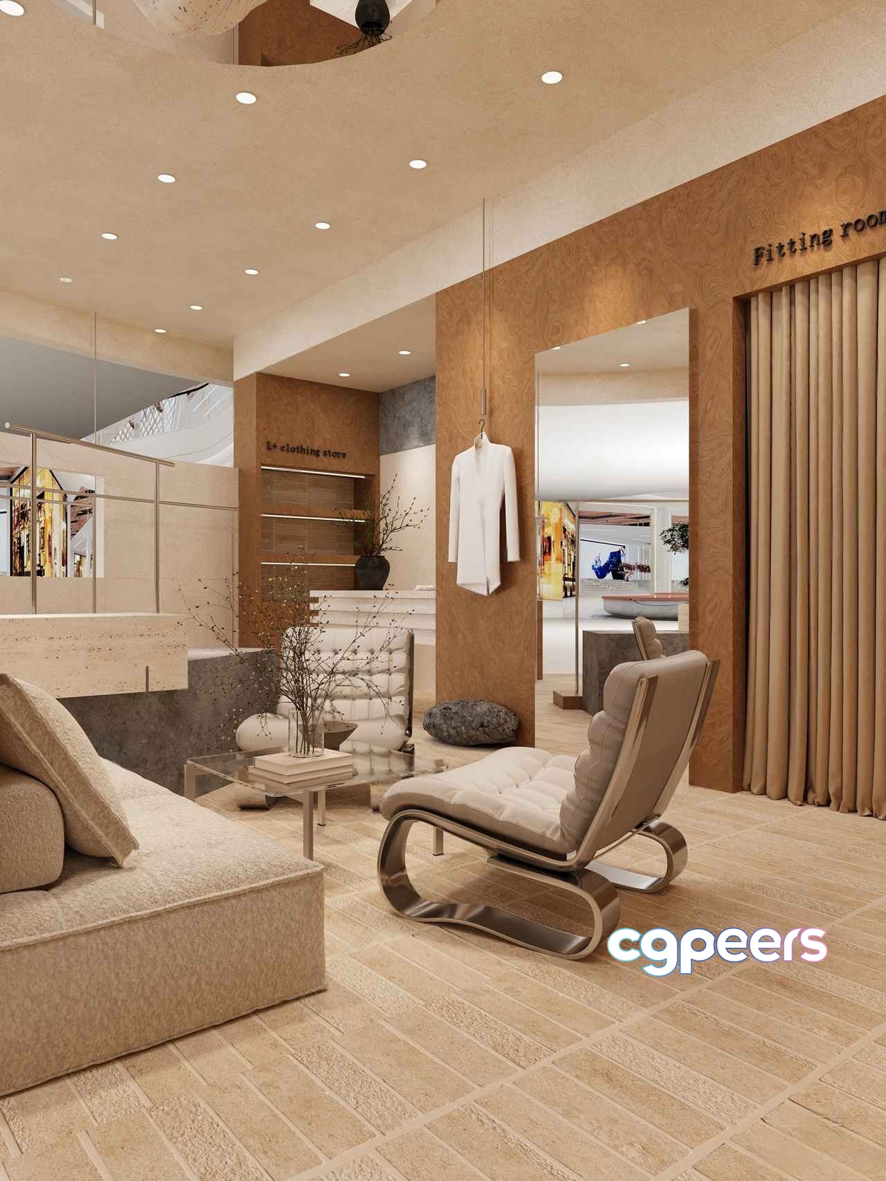 Modern Beige Room 3D Model - 7640 - CORONA Render Modern Beige Room 3D Model - 7640 - CORONA Render