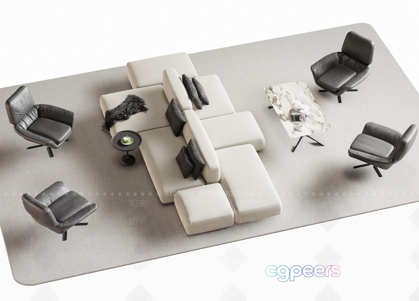 Modern Living Room 3D Model - 16237 - VRAY Render