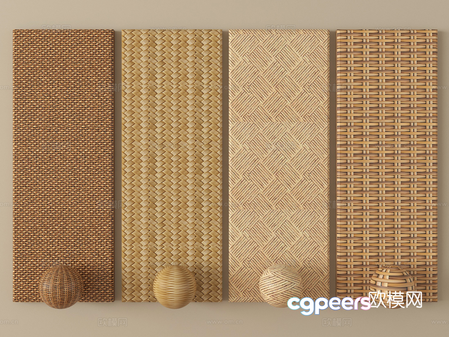The Image Showcases Woven Bamboo Wall Panels 3D Model - 691 - VRAY Render