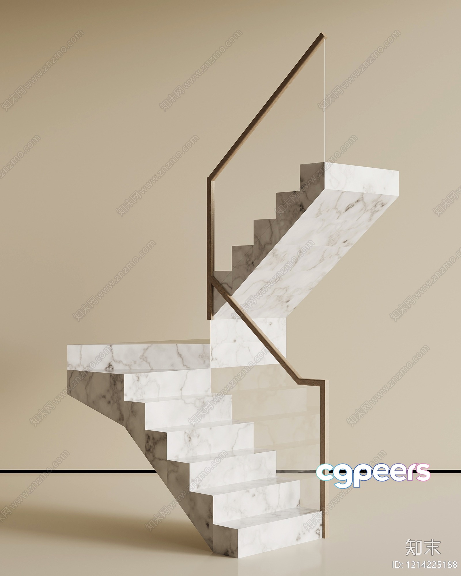 Spiral Marble Staircase 3D Model - 15778 - VRAY Render