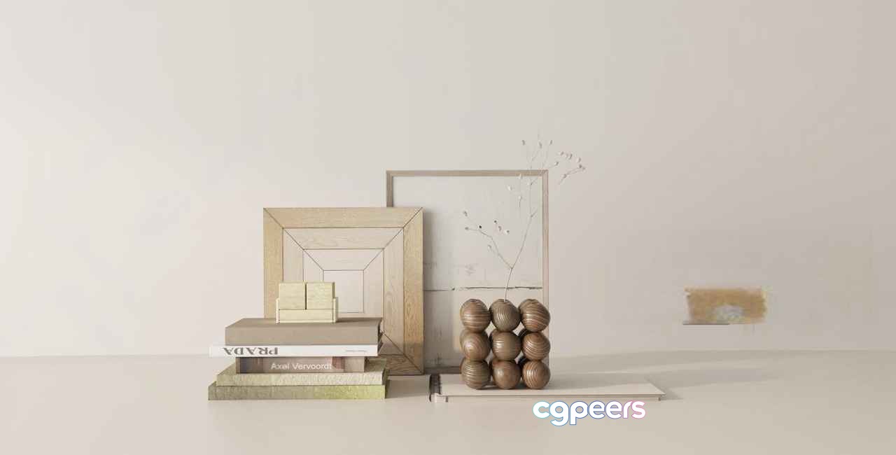 Modern Beige Decor 3D Model - 5110 - VRAY Render Modern Beige Decor 3D Model - 5110 - VRAY Render