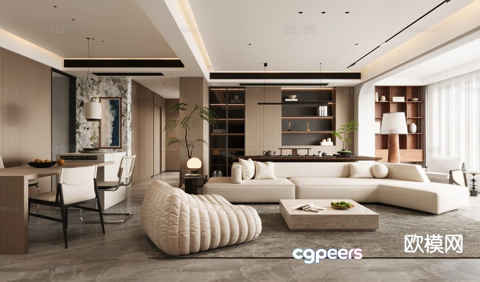 Modern Living Room 3D Model - 6648 - CORONA Render