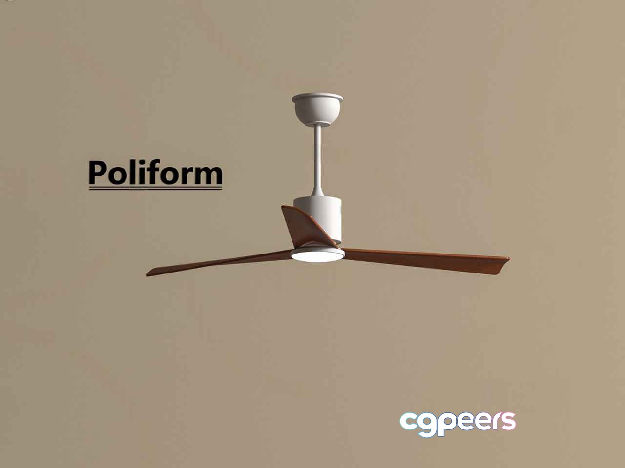 A Ceiling Fan With Three Blades 3D Model - 377 - VRAY Render