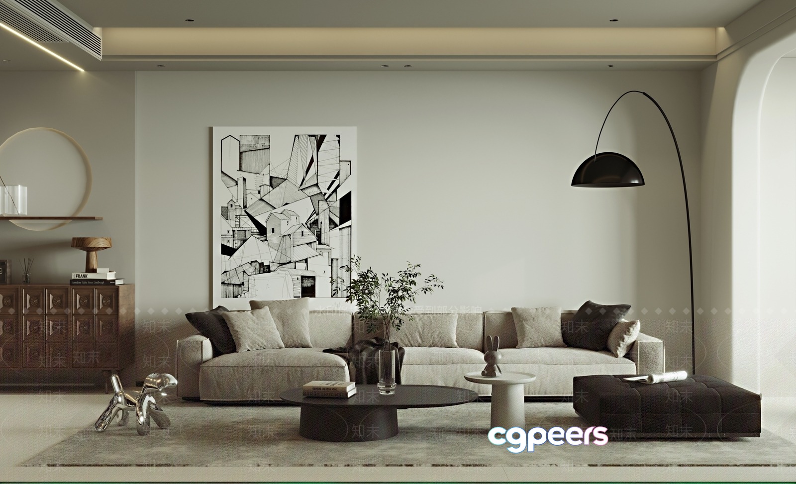 Modern Living Room 3D Model - 20611 - CORONA Render