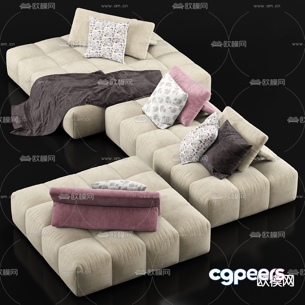 Modern Beige Couch 3D Model - 13650 - VRAY Render Modern Beige Couch 3D Model - 13650 - VRAY Render