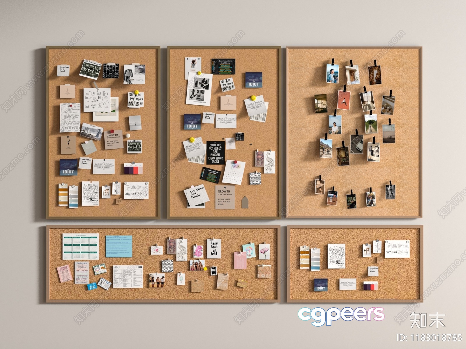 Cork Bulletin Boards 3D Model - 8804 - VRAY Render