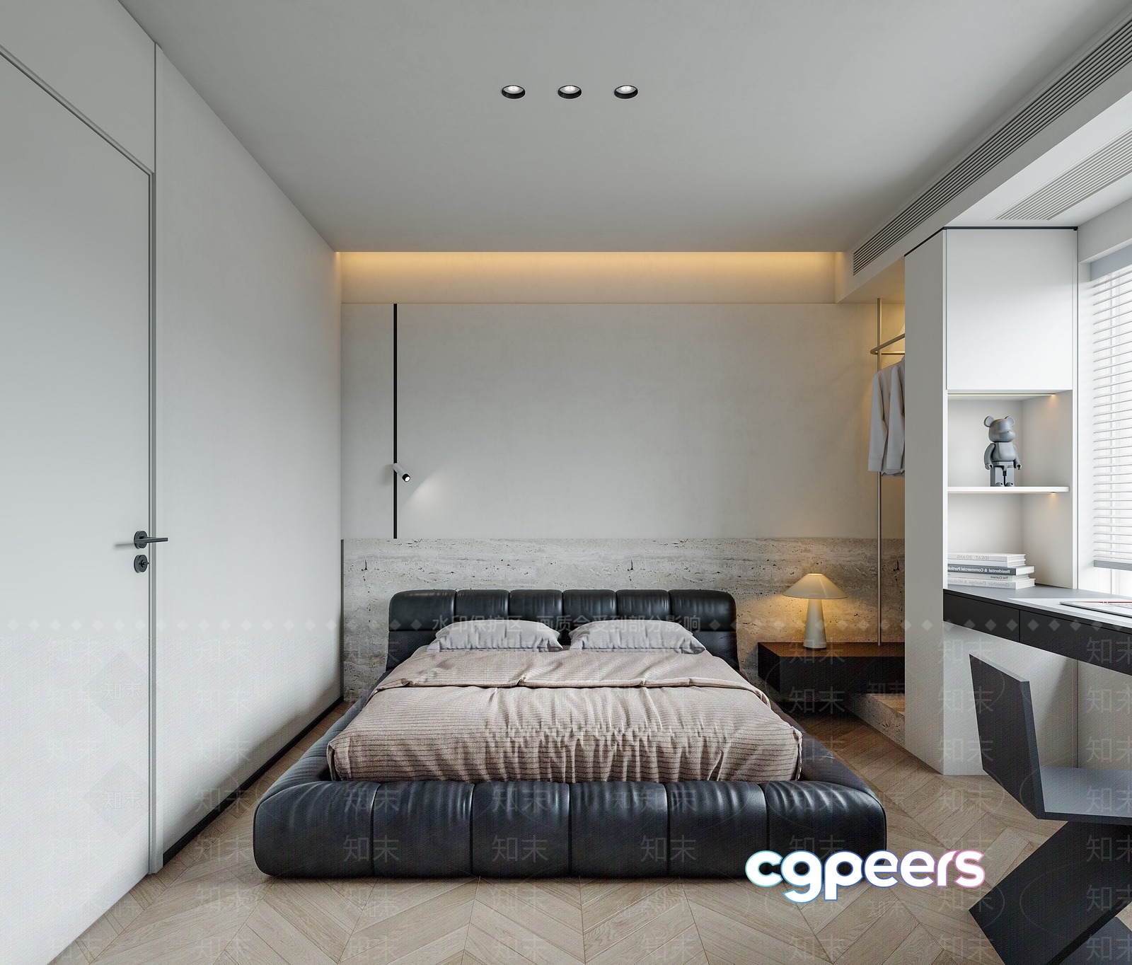 Modern Minimalist Bedroom 3D Model - 7325 - VRAY Render Modern Minimalist Bedroom 3D Model - 7325 - VRAY Render