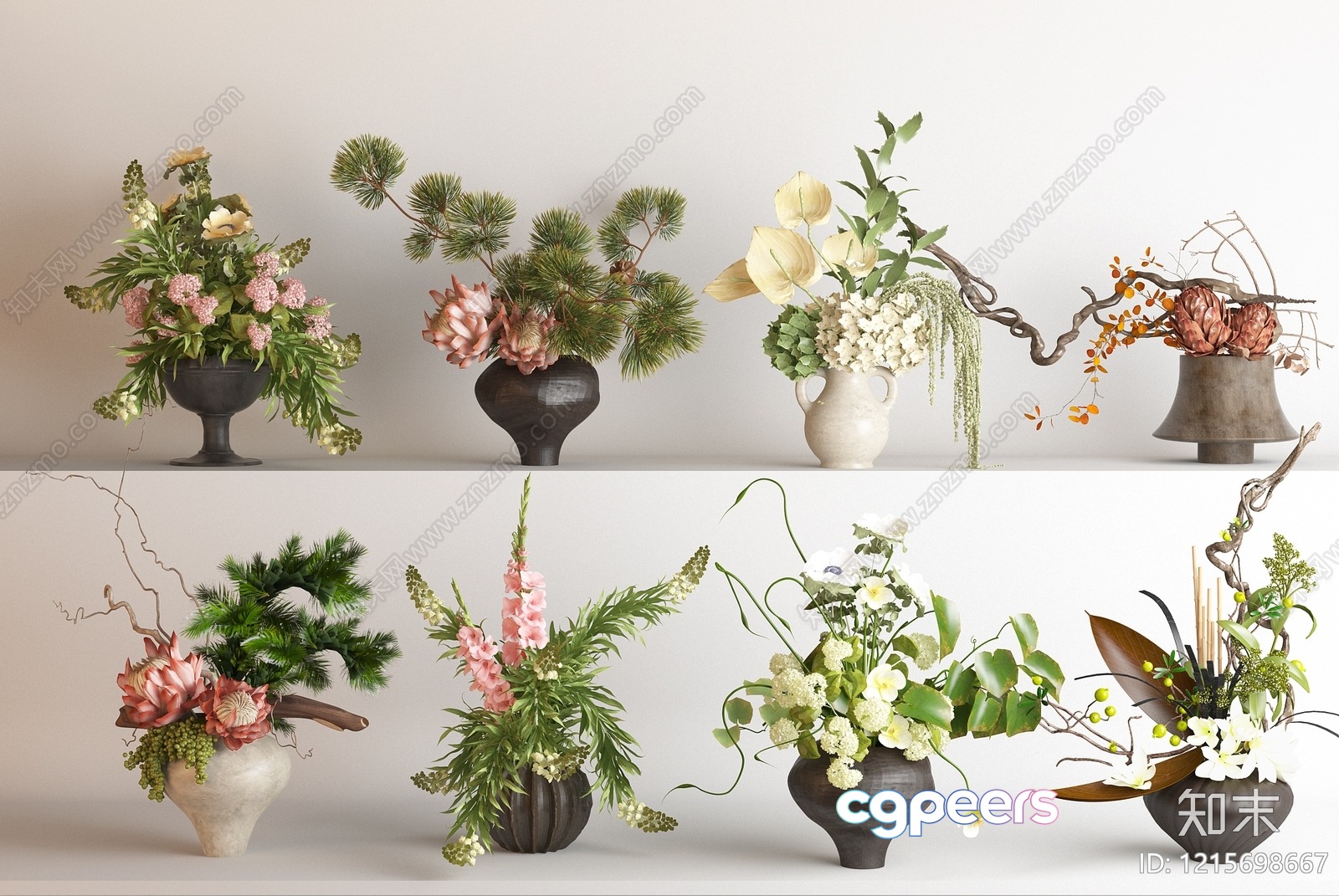 Floral Arrangements In Vases 3D Model - 15908 - VRAY Render Floral Arrangements In Vases 3D Model - 15908 - VRAY Render