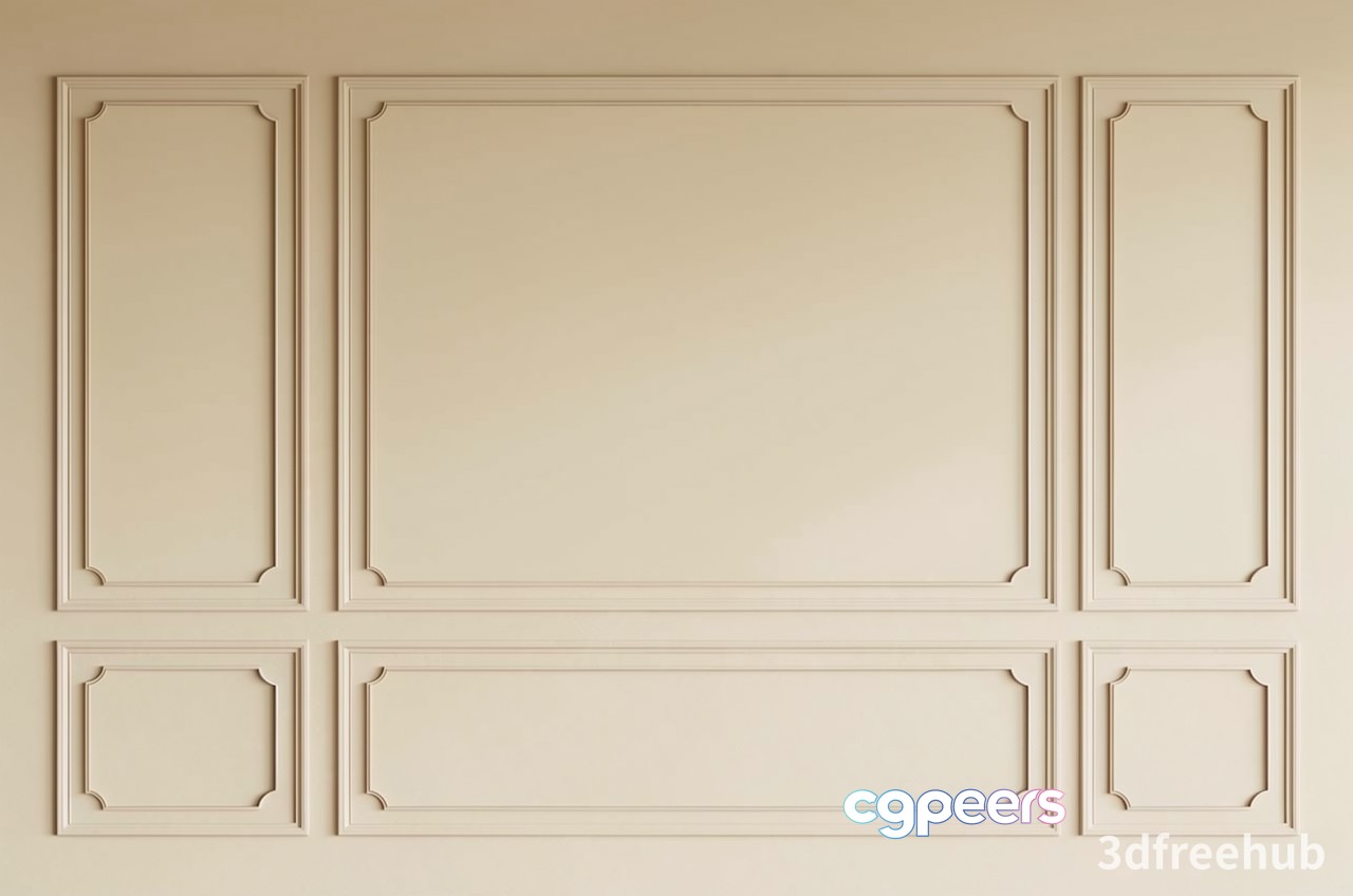 White Decorative Wall Paneling 3D Model - 21288 - VRAY Render