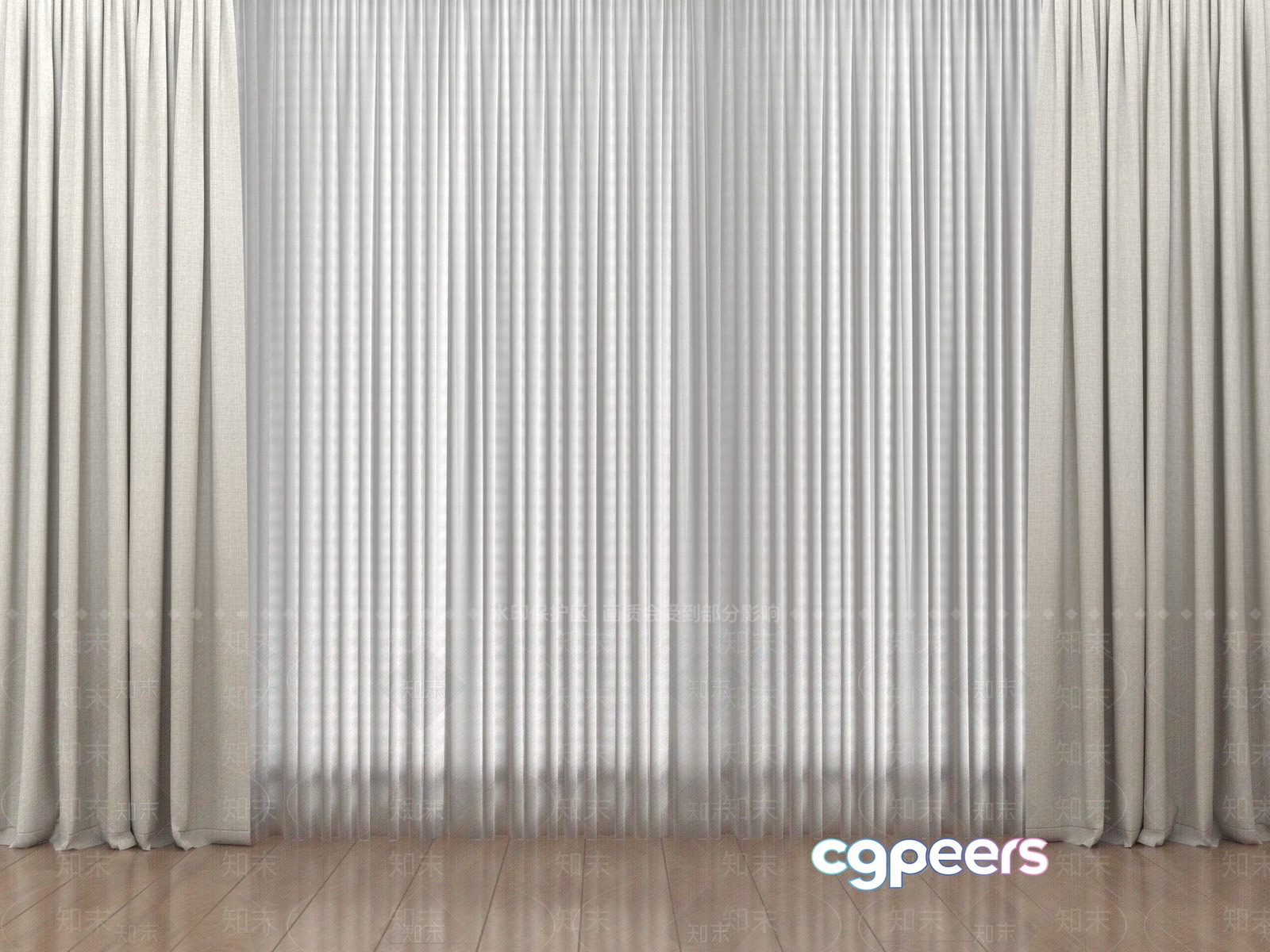 White Curtains 3D Model - 14730 - VRAY Render