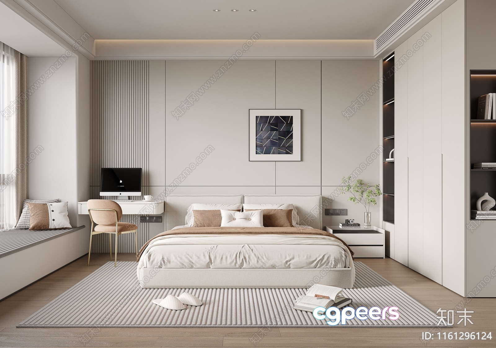Modern Minimalist Bedroom 3D Model - 2726 - VRAY Render