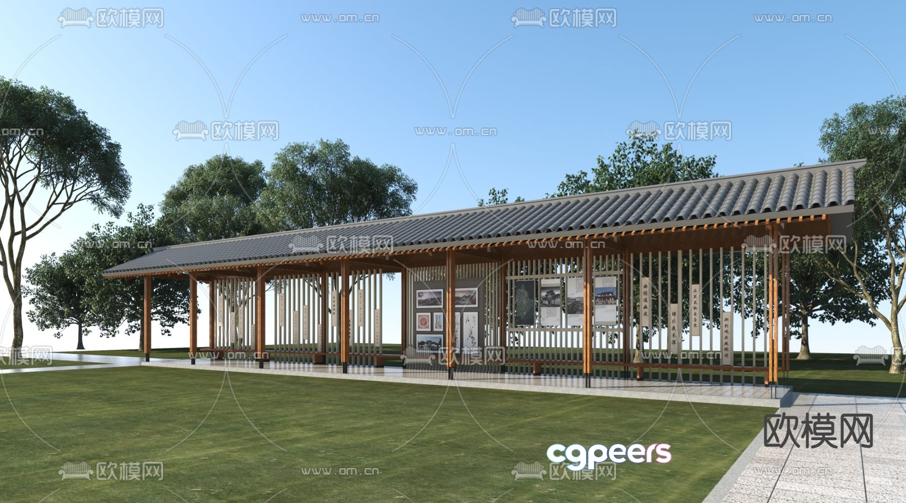 A Modern Wooden Building 3D Model - 7276 - VRAY Render