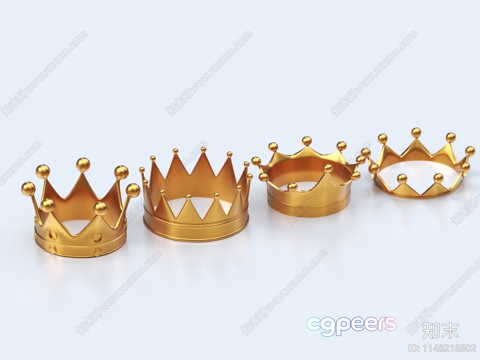 Gold Crowns 3D Model - 4267 - VRAY Render