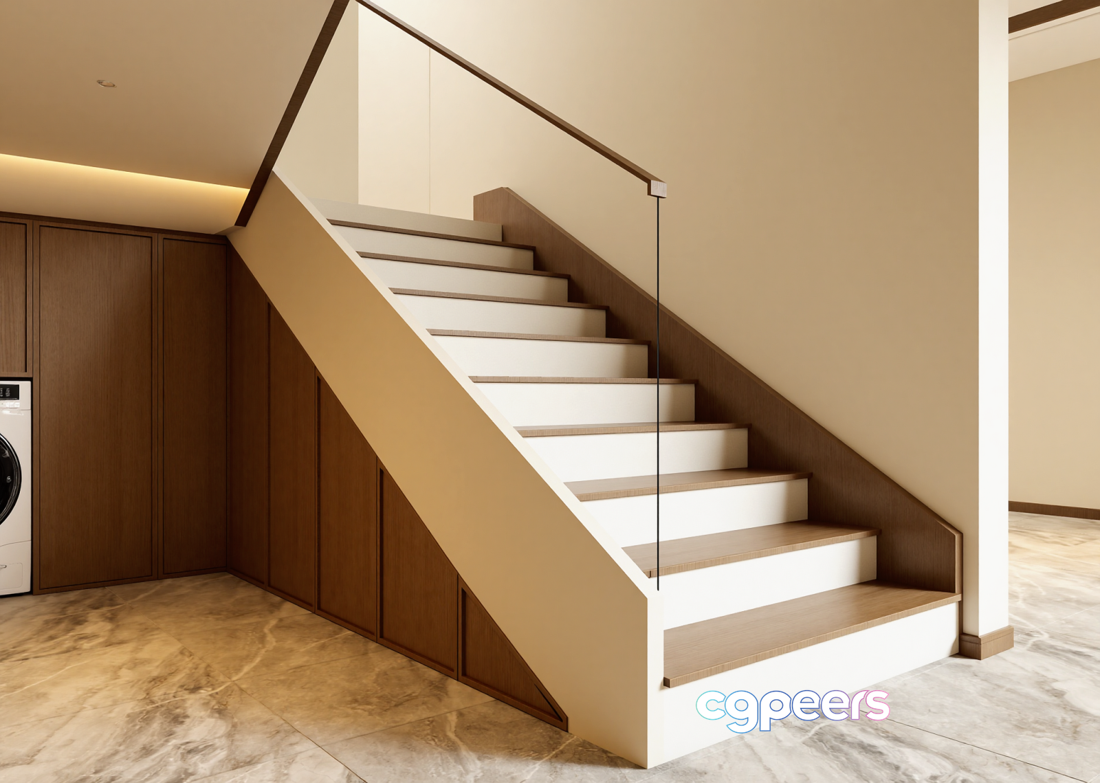 Modern Wooden Staircase 3D Model - 23170 - VRAY Render