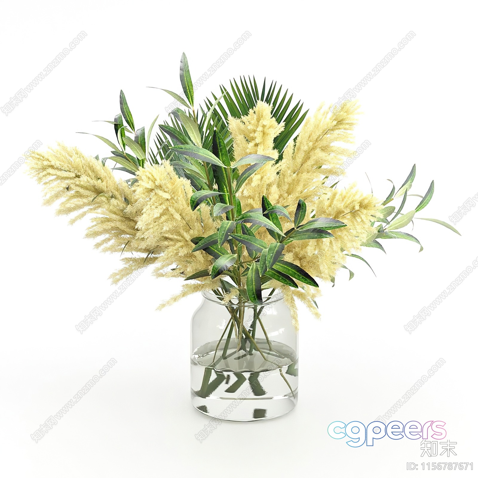 A Glass Vase With Flowers 3D Model - 7311 - VRAY Render