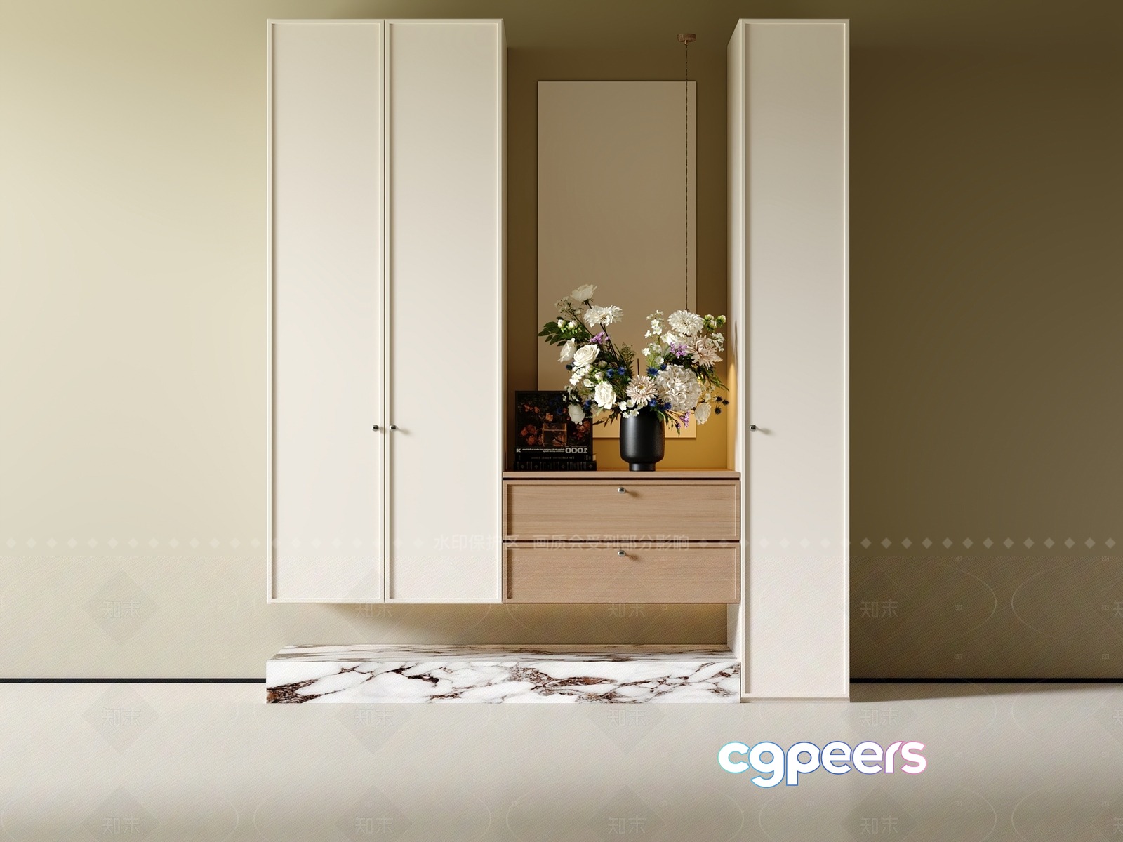 A White Cabinet 3D Model - 19235 - VRAY Render A White Cabinet 3D Model - 19235 - VRAY Render
