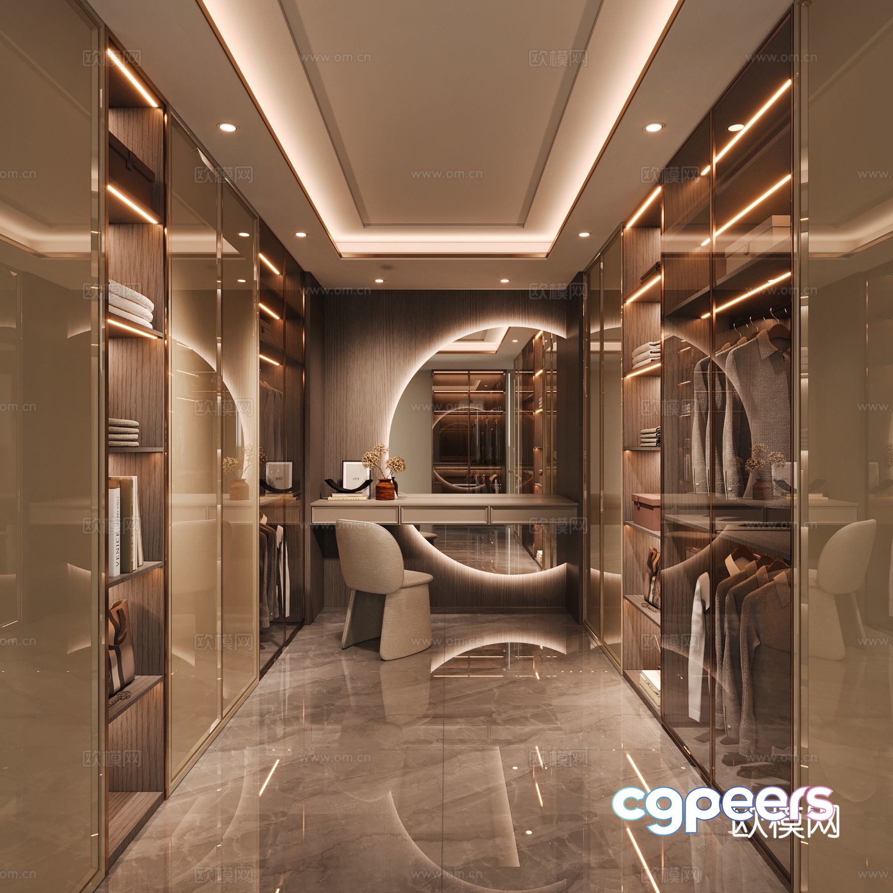 Modern Walk-In Closet 3D Model - 8730 - CORONA Render