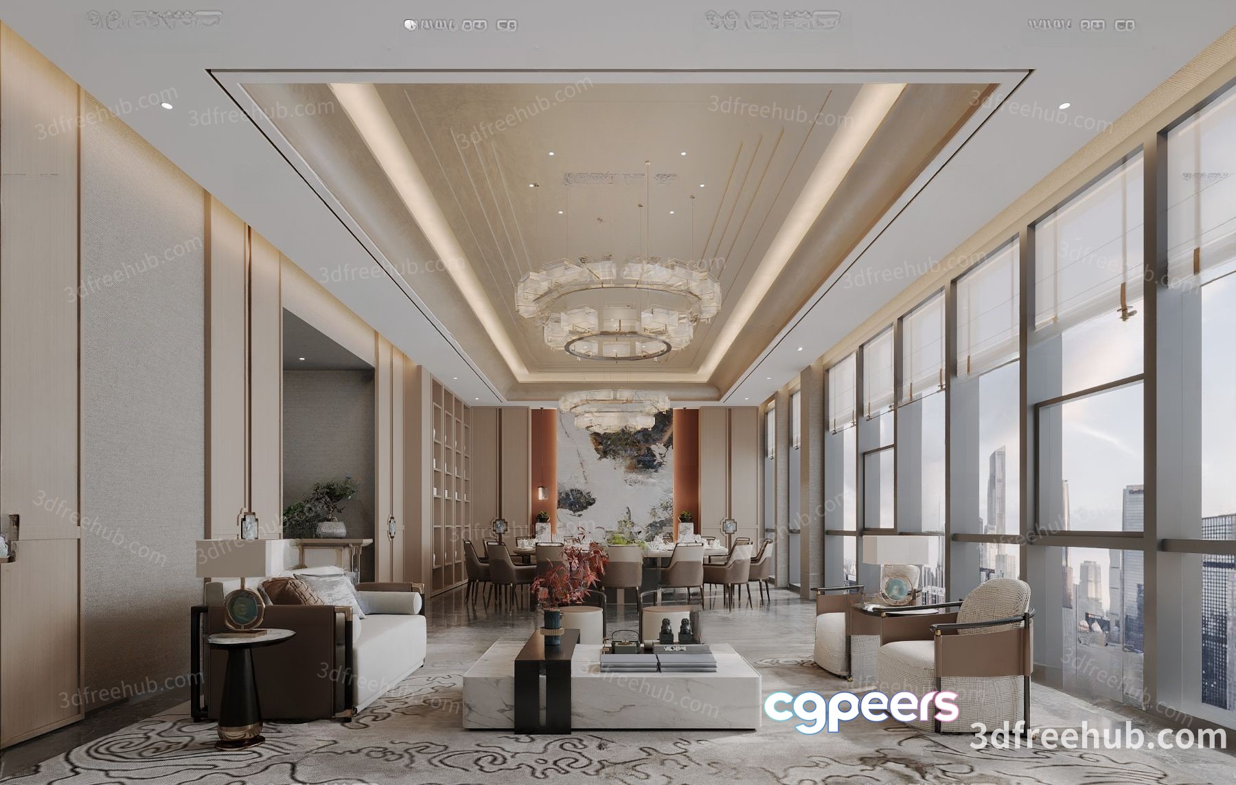 Modern Living Room 3D Model - 22620 - VRAY Render