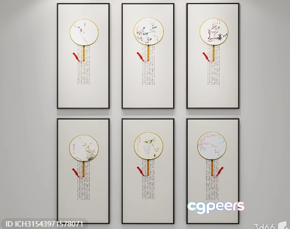 A Collection Of Six Framed Pieces Of Artwork 3D Model - 3986 - VRAY Render A Collection Of Six Framed Pieces Of Artwork 3D Model - 3986 - VRAY Render
