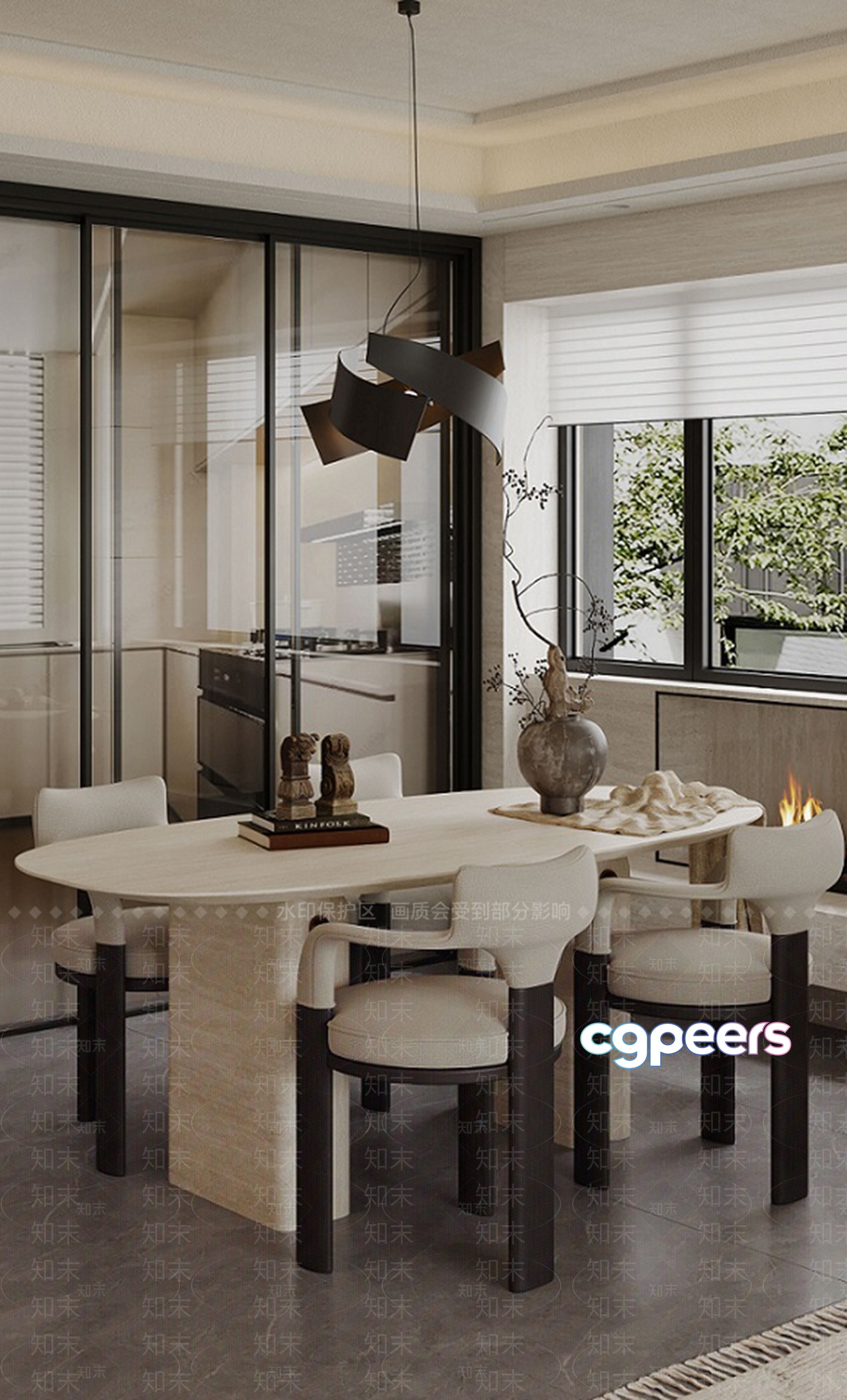 Modern Dining Room 3D Model - 3834 - VRAY Render