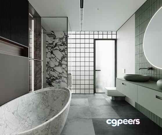 Modern Bathroom Design 3D Model - 9295 - CORONA Render
