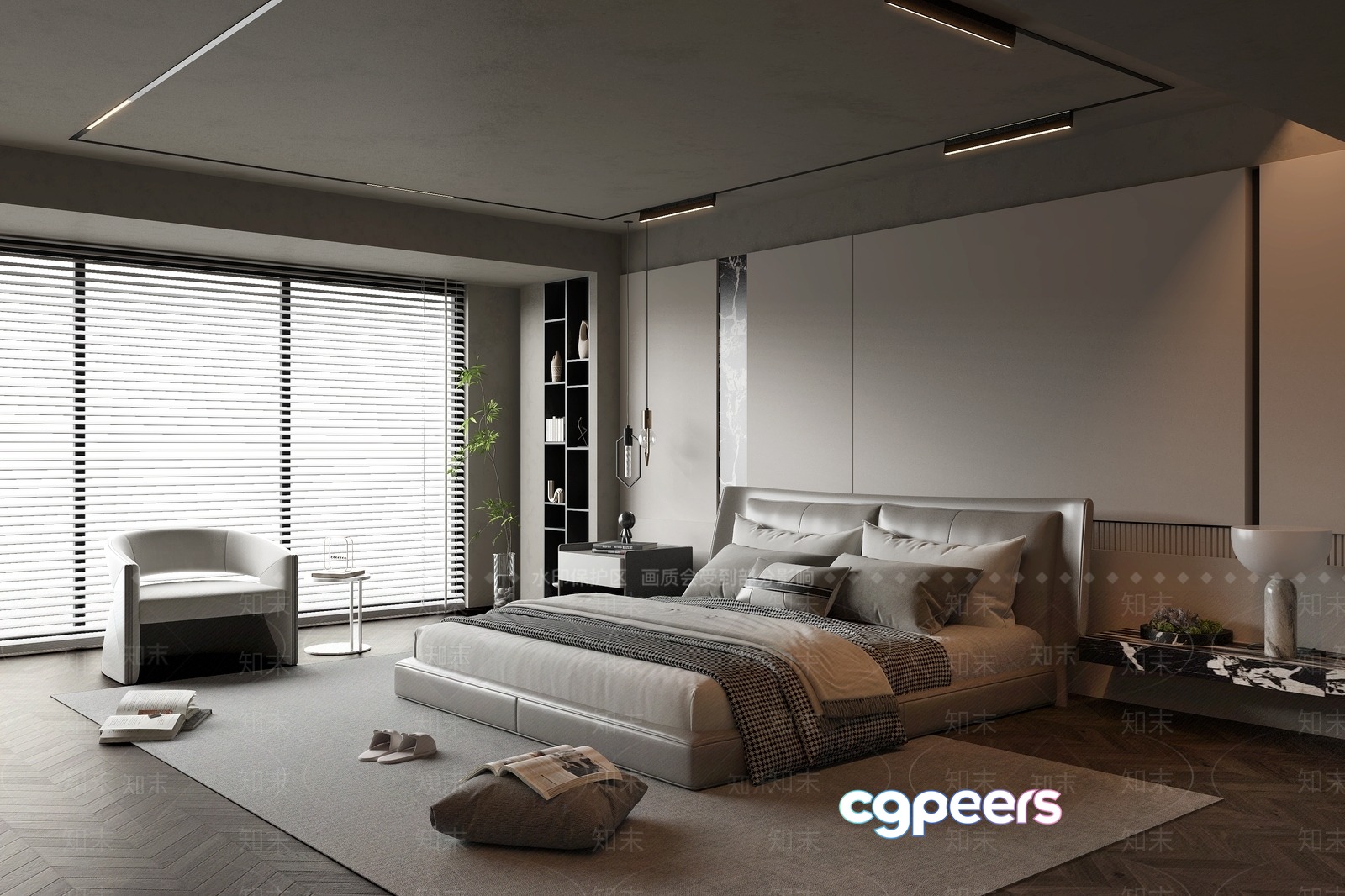 Modern Minimalist Bedroom 3D Model - 23199 - VRAY Render