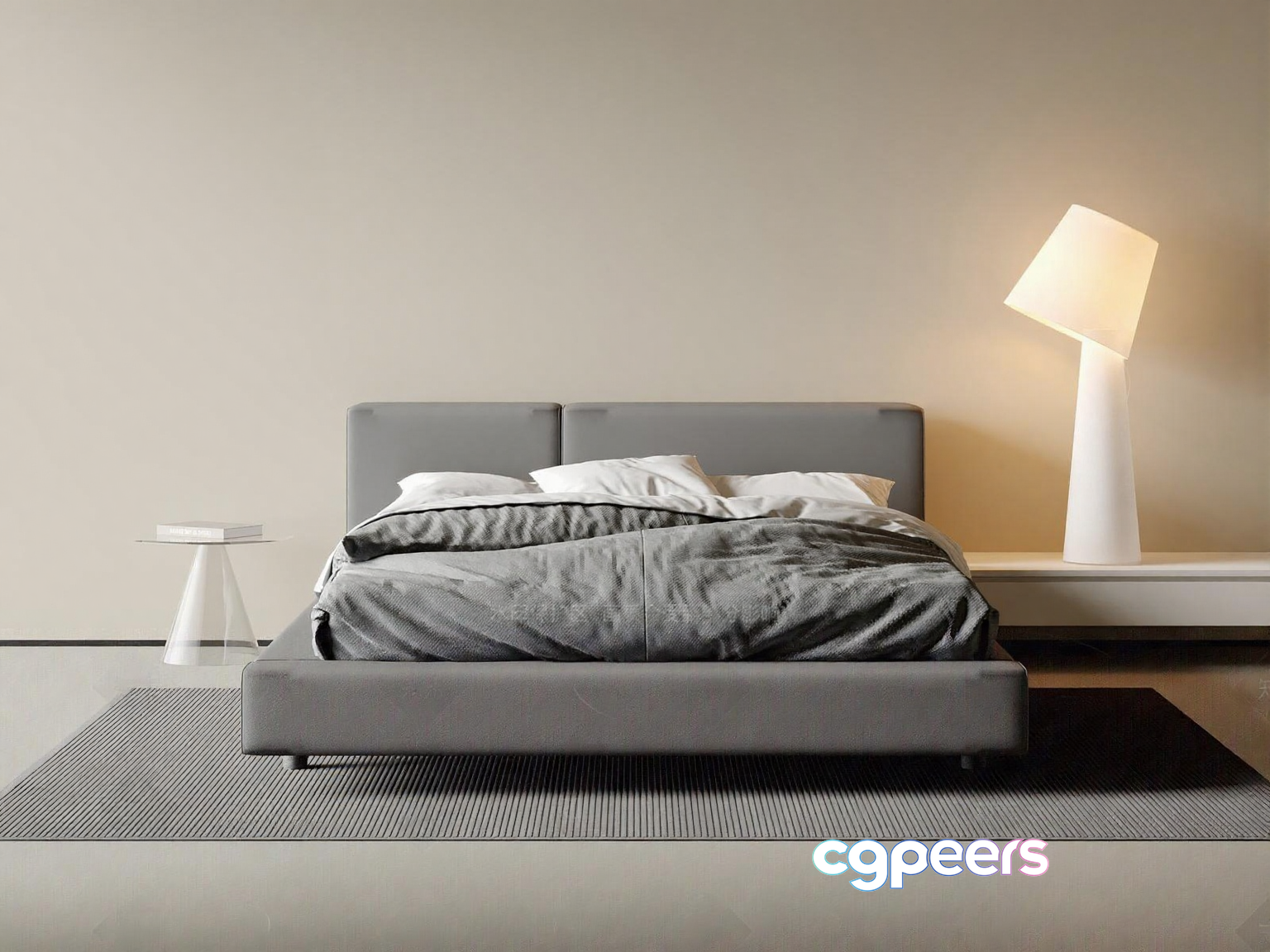 Modern Grey Bed 3D Model - 20659 - VRAY Render Modern Grey Bed 3D Model - 20659 - VRAY Render