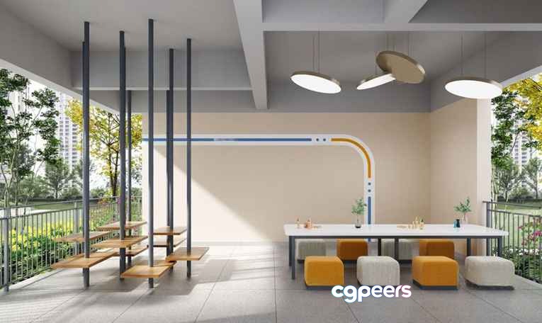 Modern Outdoor Dining Area 3D Model - 12981 - VRAY Render