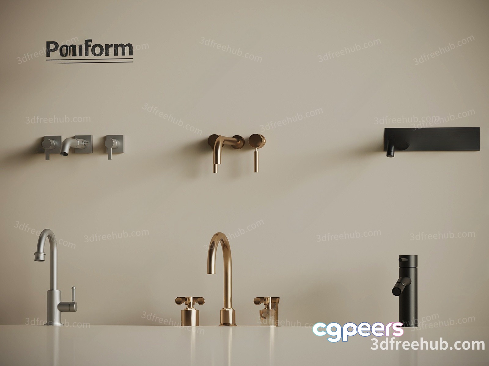 Modern Bathroom Fixtures 3D Model - 19402 - VRAY Render