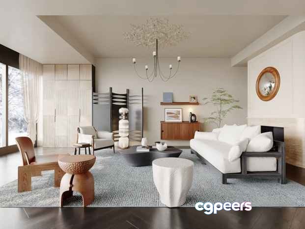 Modern Living Room 3D Model - 2073 - CORONA Render Modern Living Room 3D Model - 2073 - CORONA Render