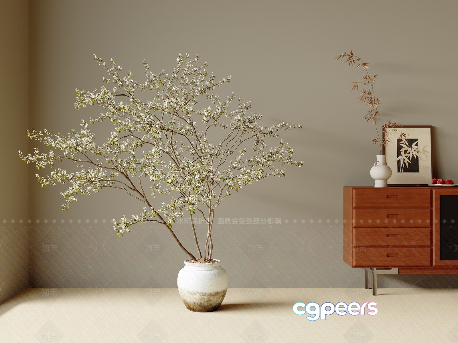 Modern Japanese-Inspired Decor 3D Model - 16060 - VRAY Render Modern Japanese-Inspired Decor 3D Model - 16060 - VRAY Render