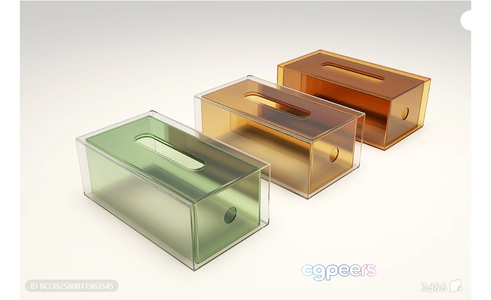 Three Rectangular Plastic Boxes With Handles On Top 3D Model - 7628 - VRAY Render